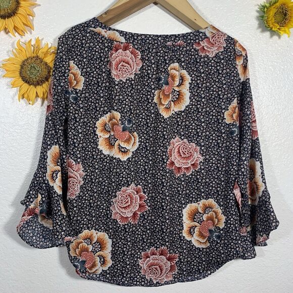 Loft Outlet Floral Ruffle 3/4 Sleeve Blouse Size XS Women’s - Picture 4 of 6
